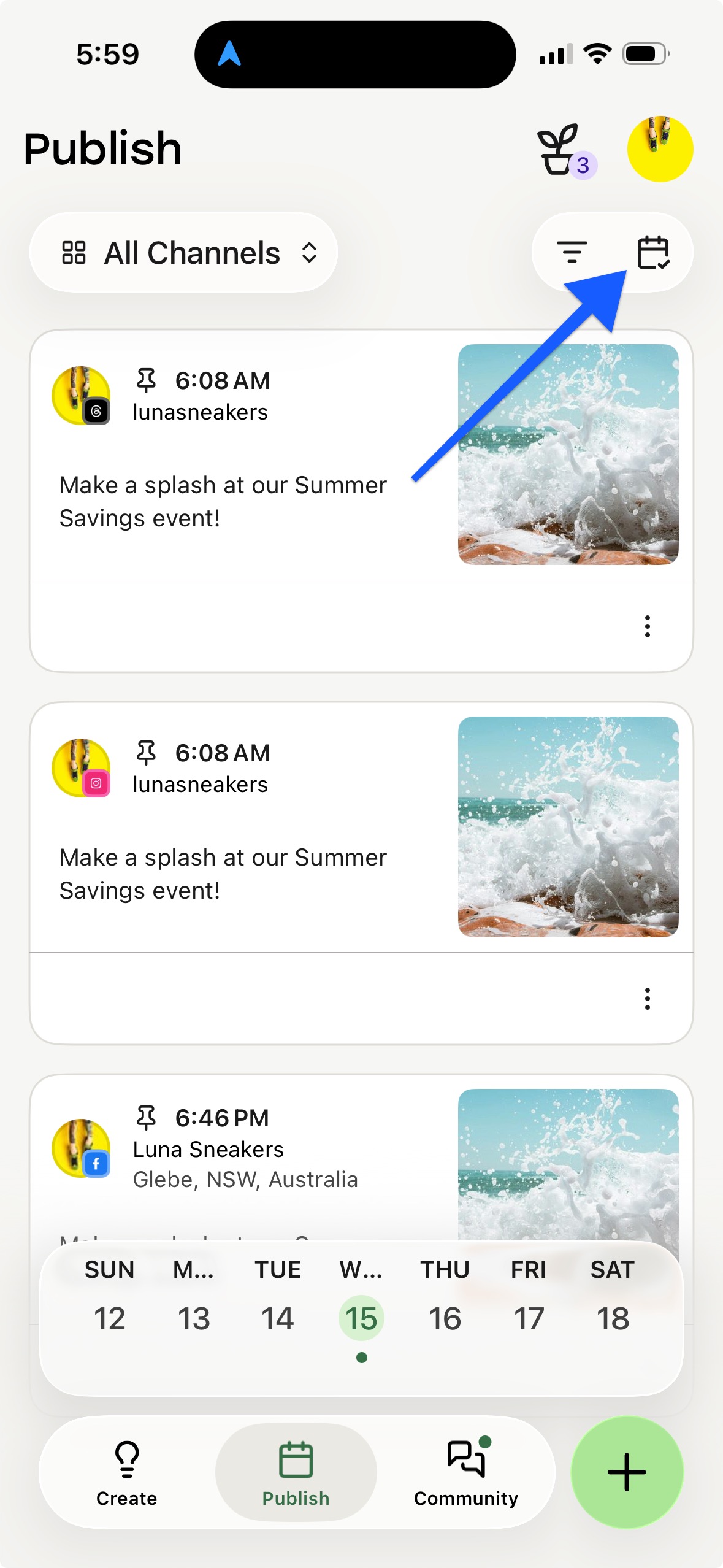 Buffer mobile app - calendar view