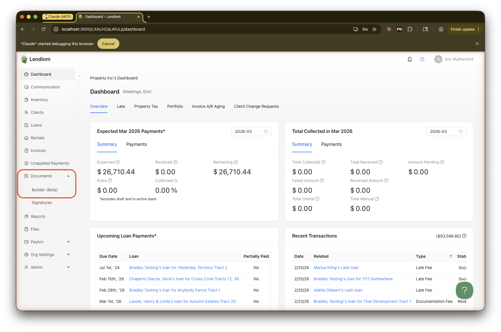 Documents sidebar menu