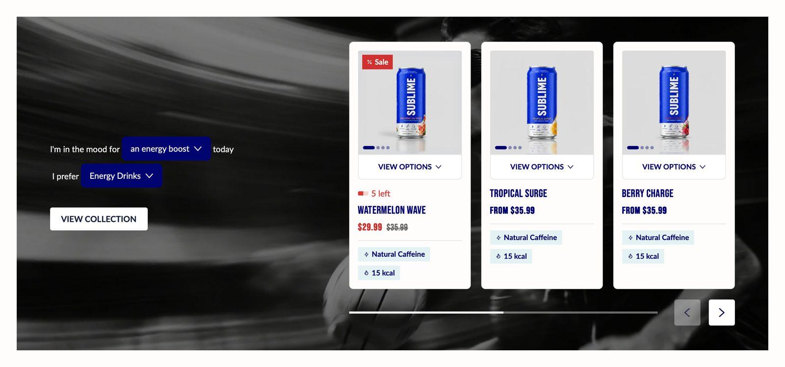 Collection statement section in the Sublime theme