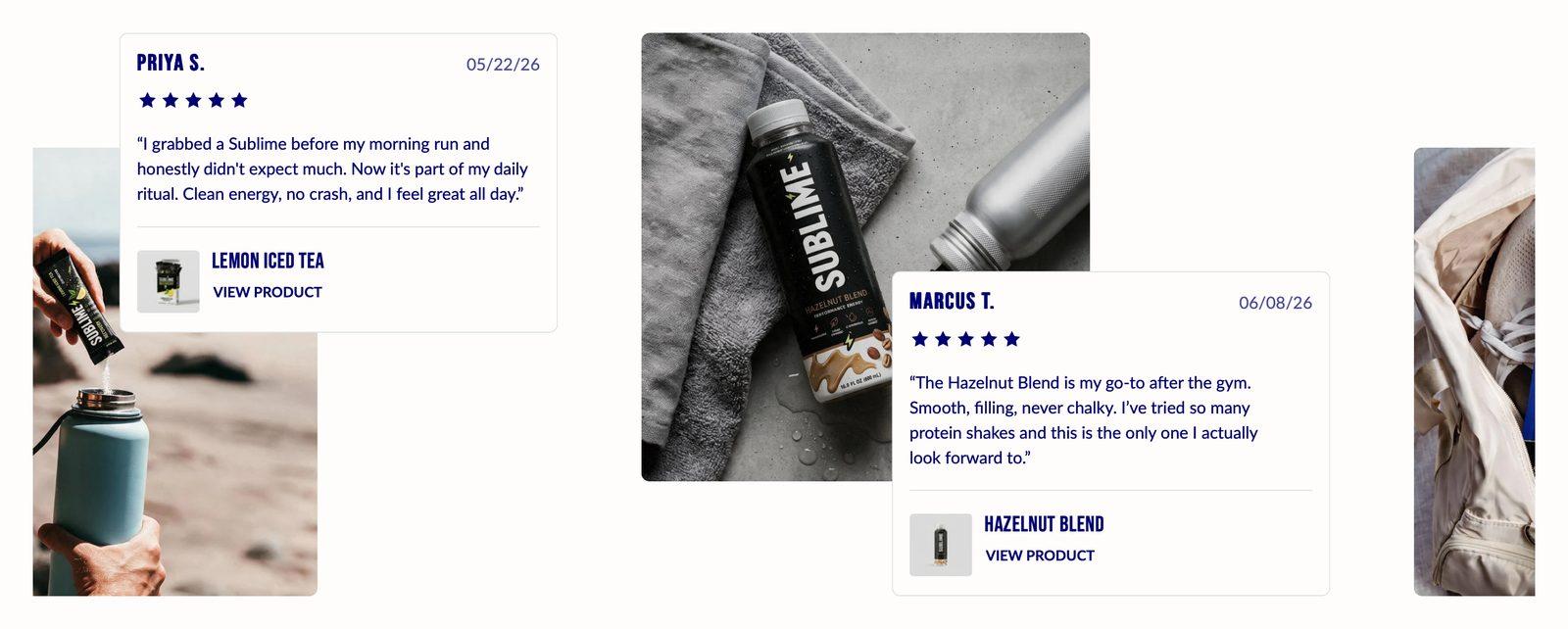 Testimonials section in the Sublime theme