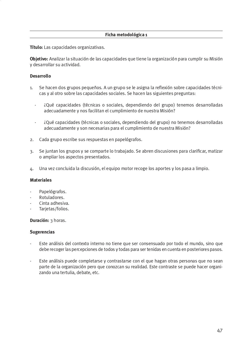 Ficha metodológica, Manual de Planificación Estratégica