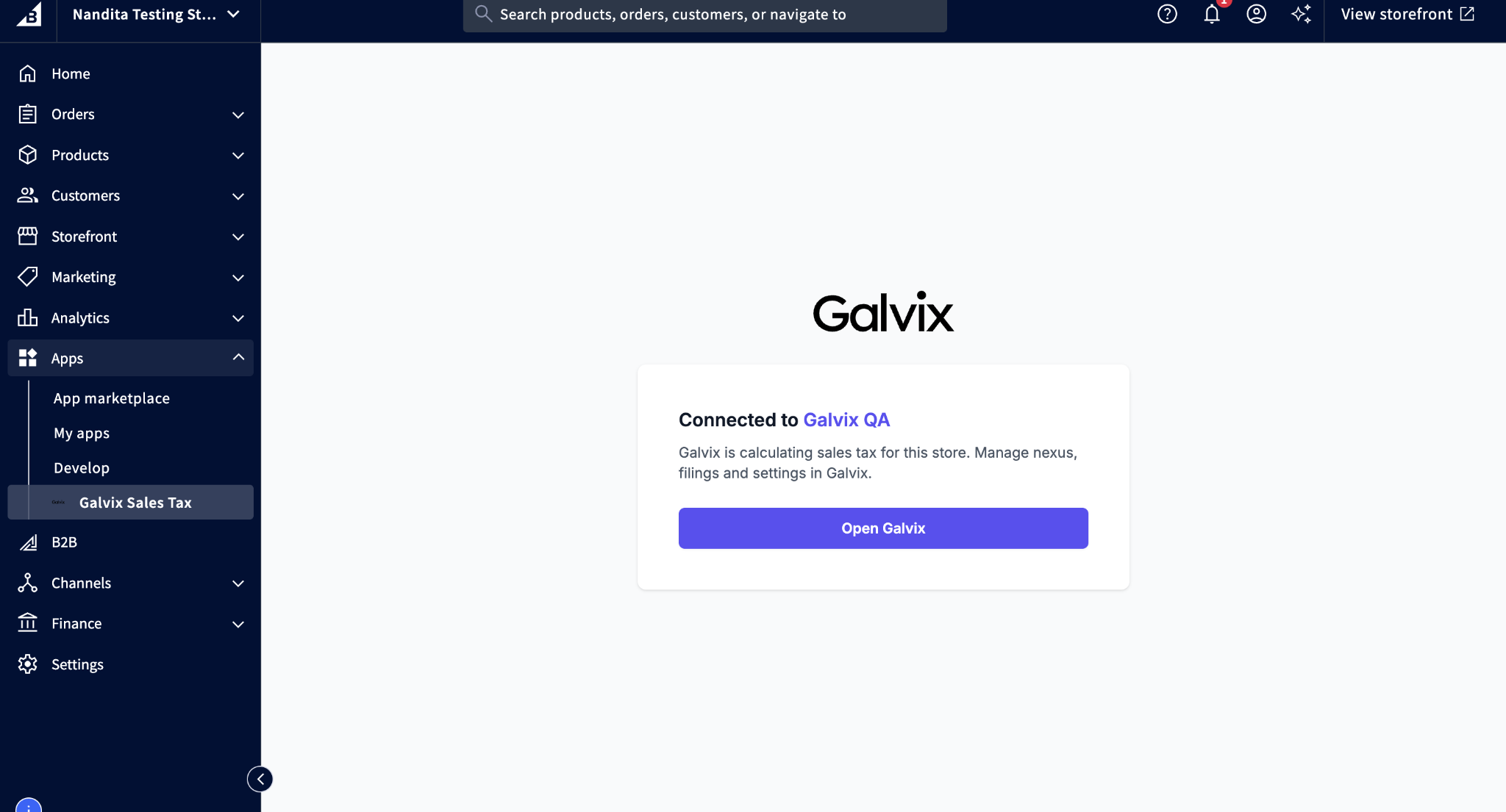 BigCommerce setup screenshot
