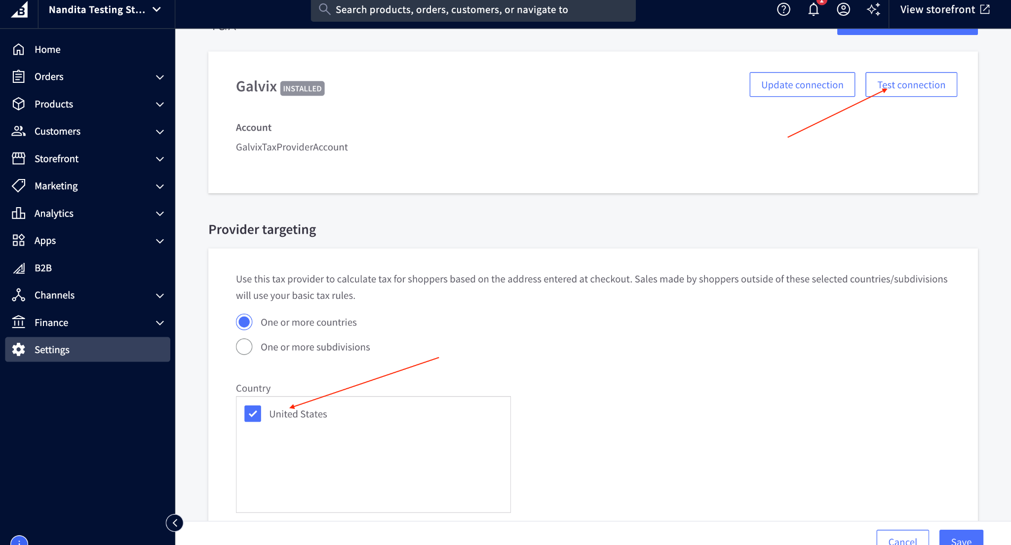 BigCommerce setup screenshot