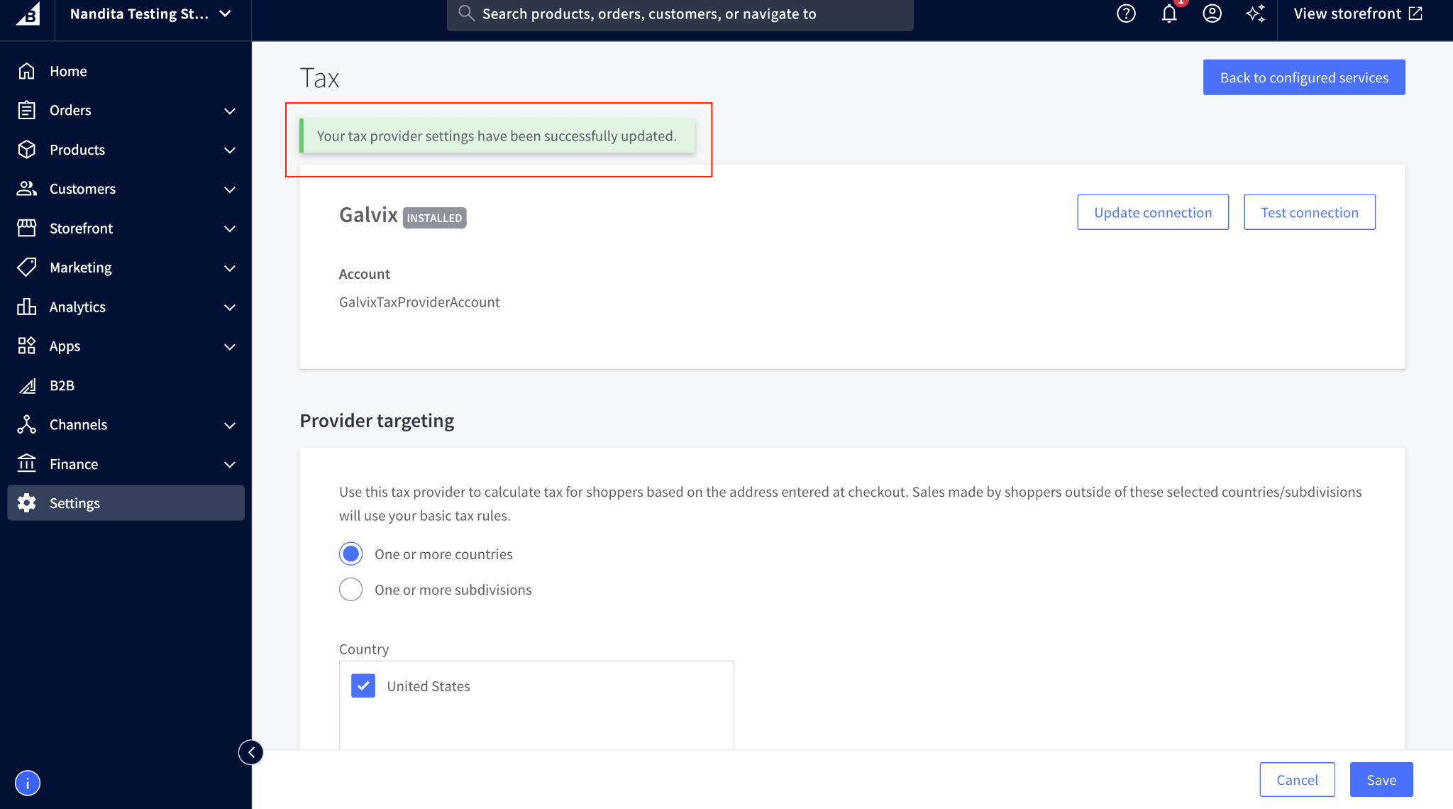 BigCommerce setup screenshot