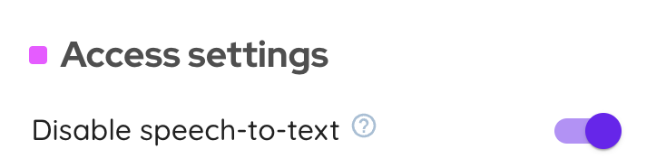 Speech-to-text setting toggle