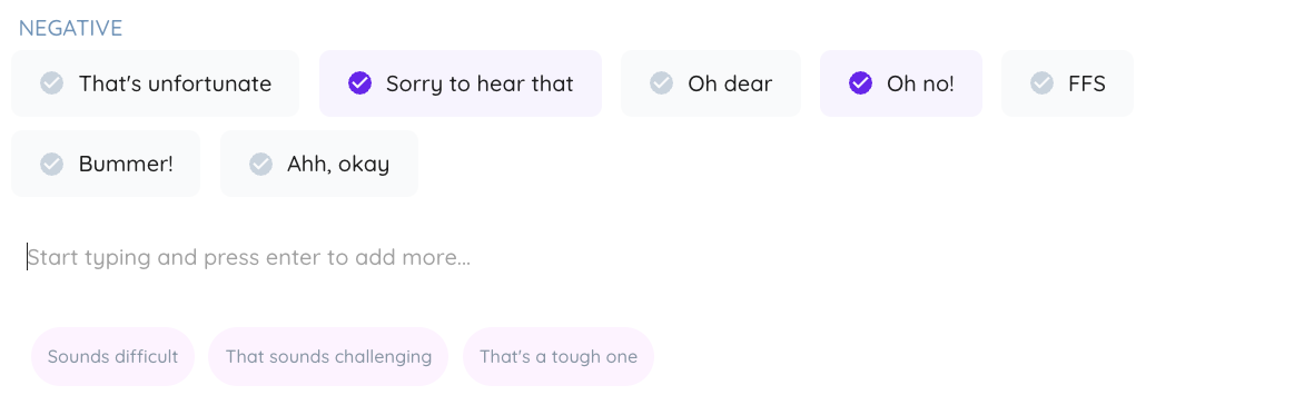 Starter phrases - negative options