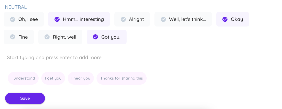 Starter phrases - neutral options