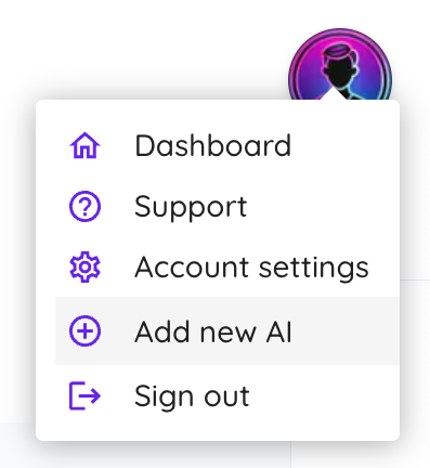 Menu - Add new AI