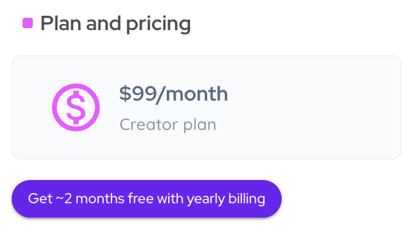 Plan and pricing