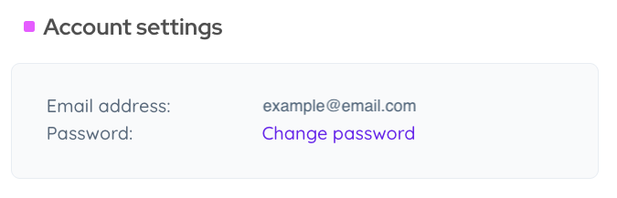Account settings - change password