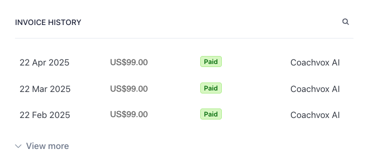 Invoice history
