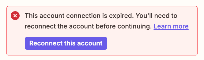 This account connection is expired.
