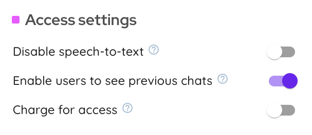 Access settings