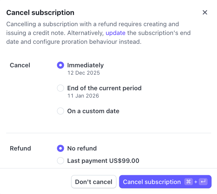 Stripe cancellation window