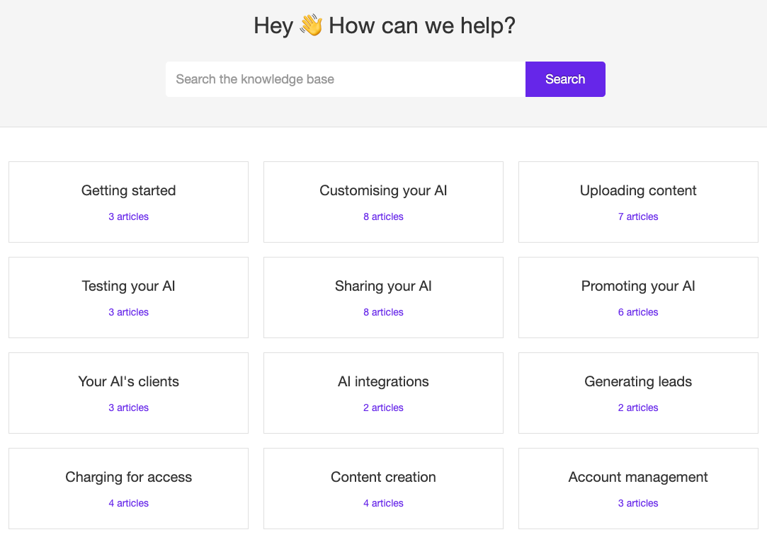 Coachvox knowledge base categories