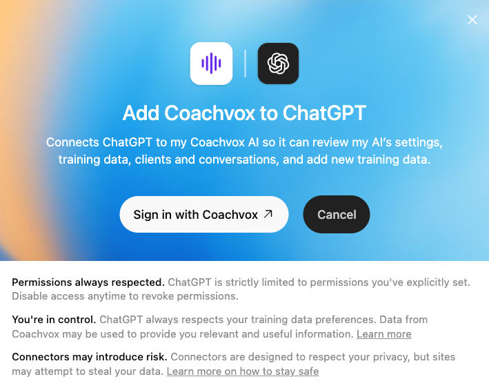 Add Coachvox to ChatGPT