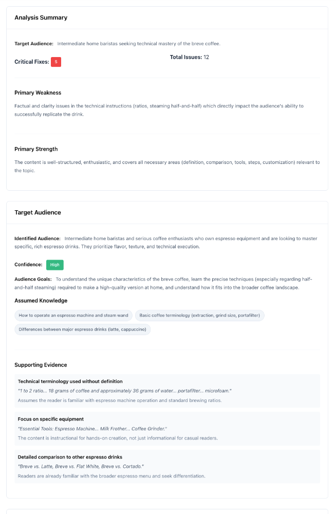 content review AI summary