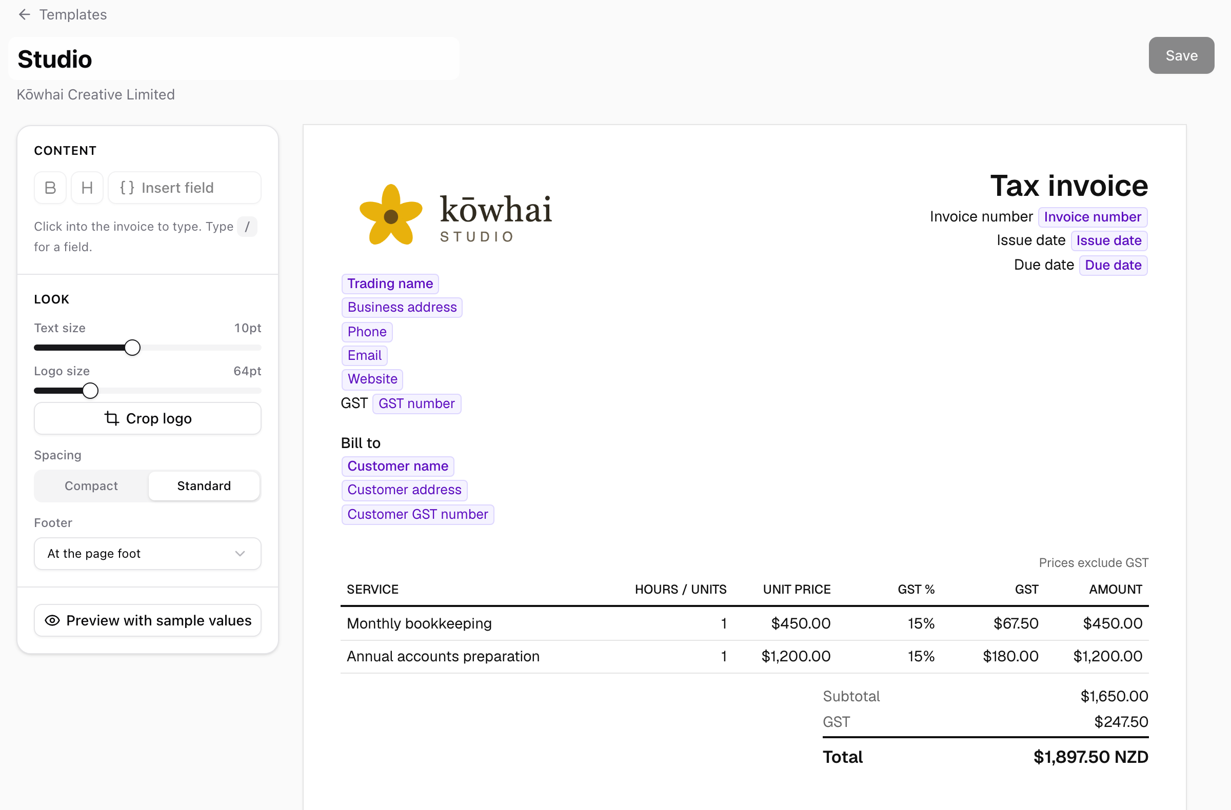Invoice Templates (Beta) - Prosaic Help Centre
