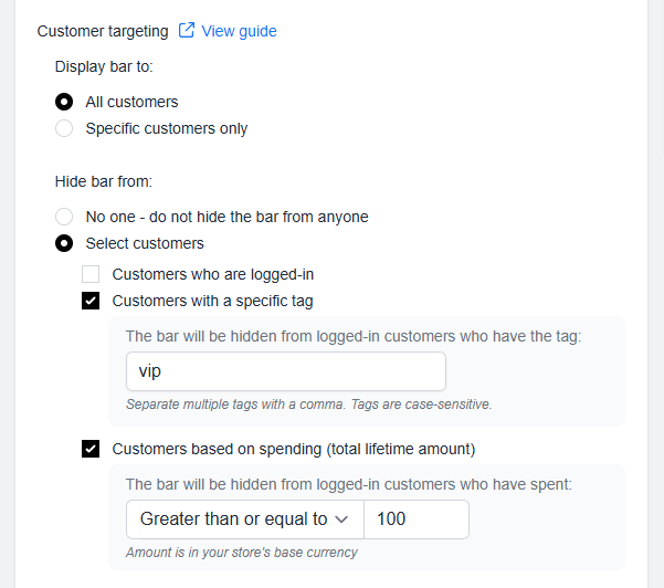 Hide bar or logic example