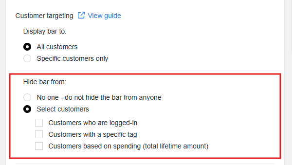 Hiding the Bar setting