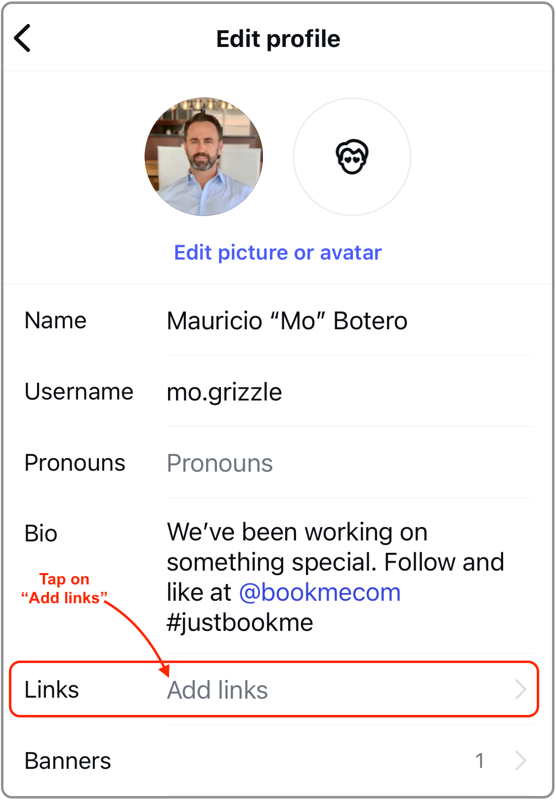 Edit Instagram profile to Add links to your profile