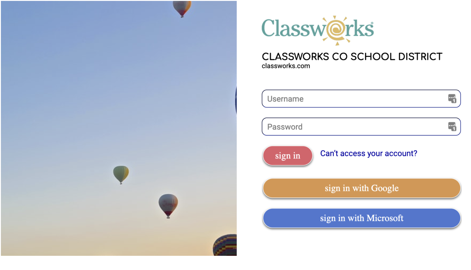 A screenshot of a login and a group of hot air balloons

AI-generated content may be incorrect.