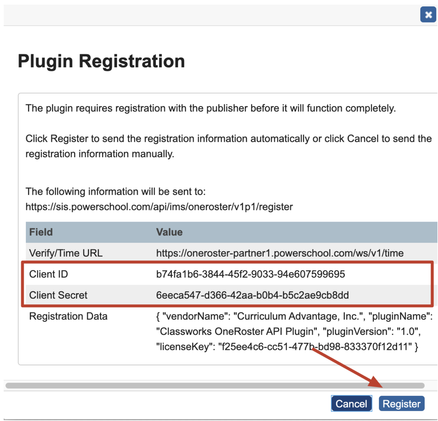 A screenshot of a plugin registration page

AI-generated content may be incorrect.