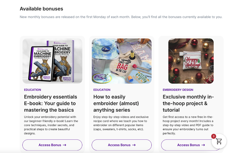 Available Bonuses in Design Club