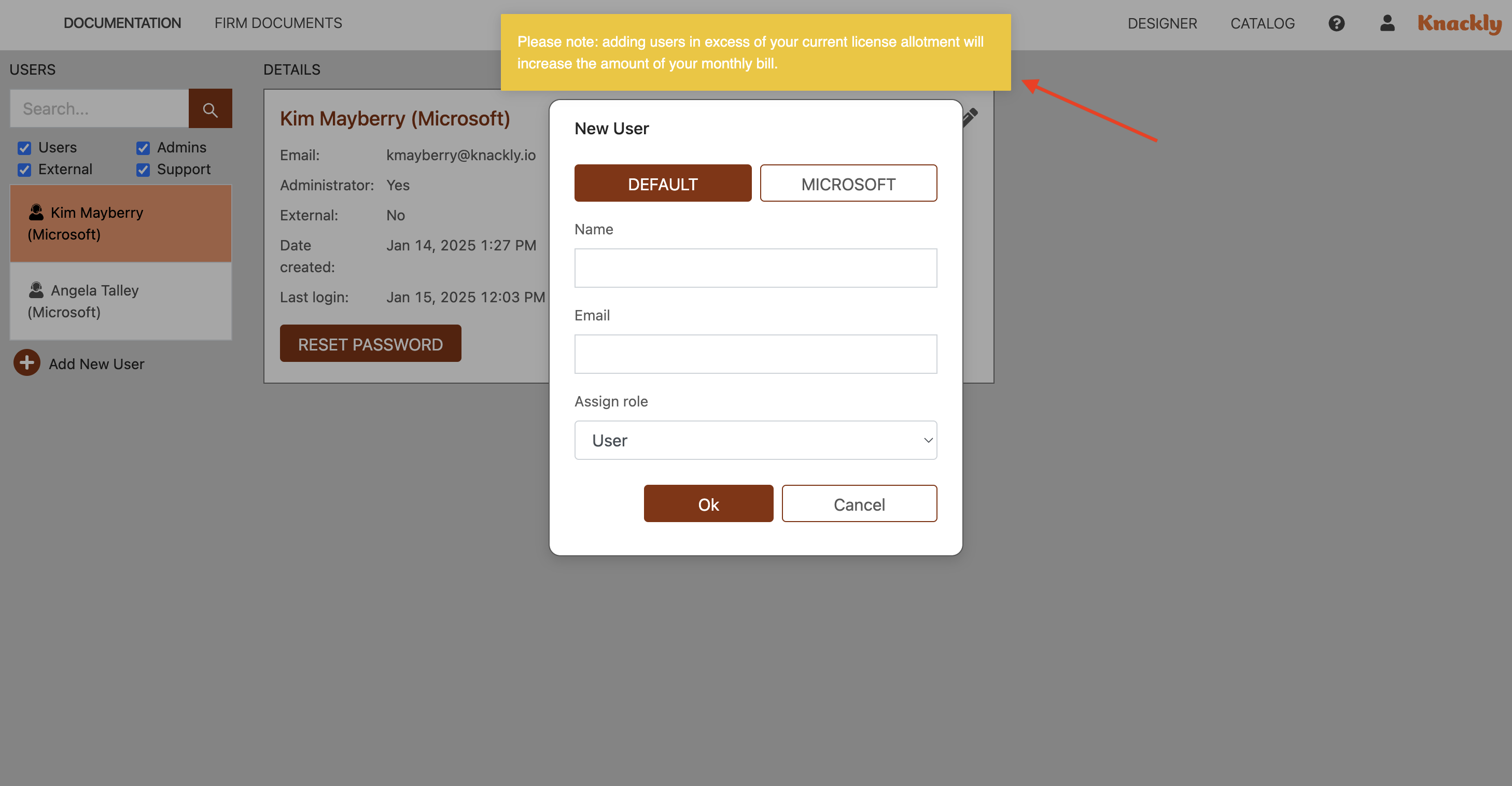 Adding New Users - Default and Microsoft - Knackly Support Center