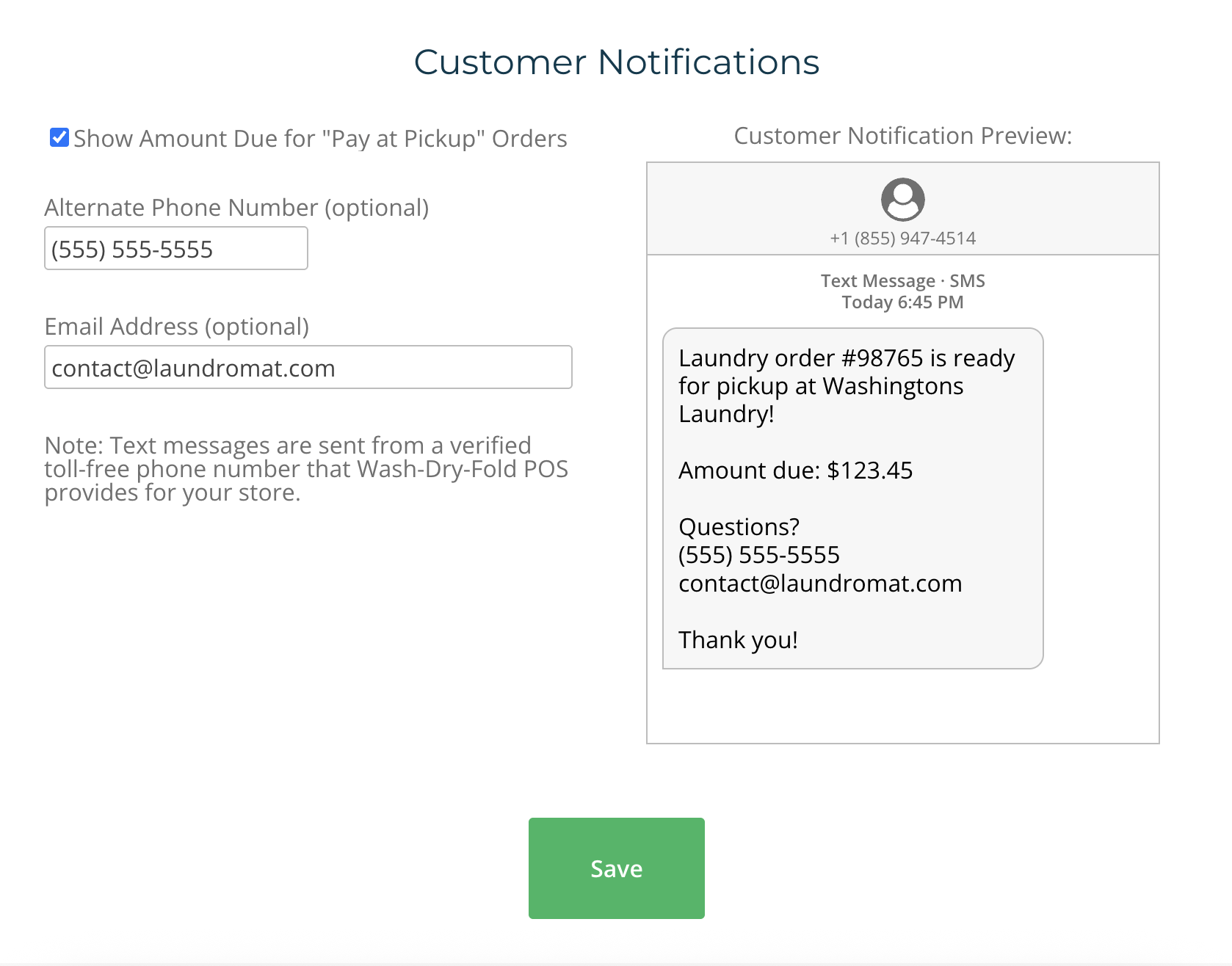 Text Message Customization - Wash-Dry-Fold POS Knowledge Base