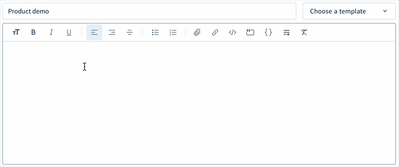 Screencap of the process of using a placeholder when composing an email.