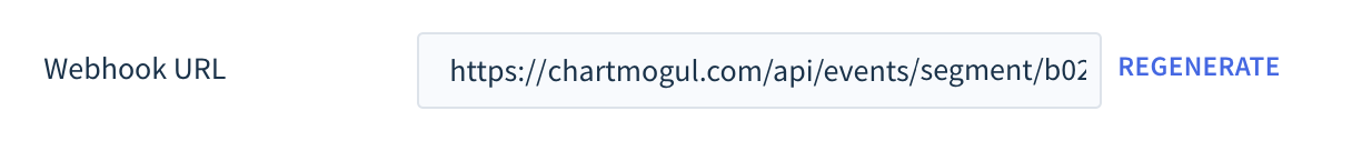 Screenshot of the Weebhook URL field with the Regenerate button next to it.