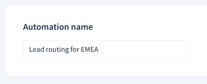 Screenshot of the Automation name field.