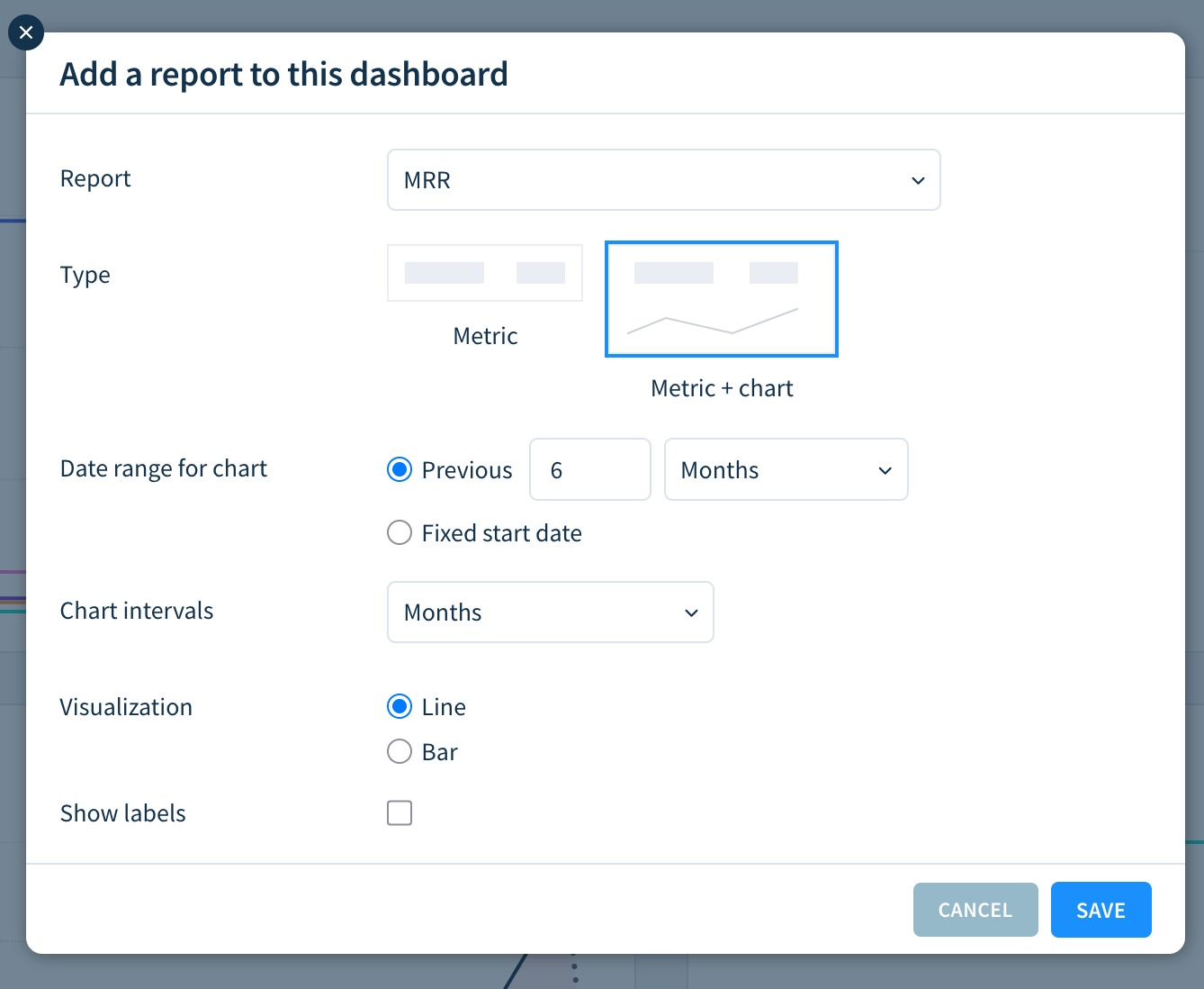 Screenshot of the Add Report dialog.