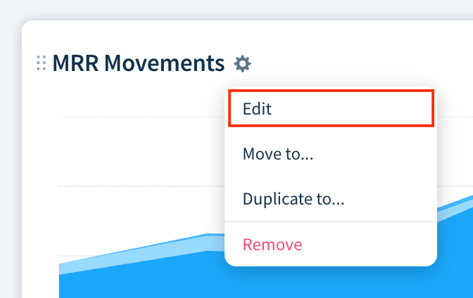 Screenshot of the settings drop-down with the Edit option highlighted
