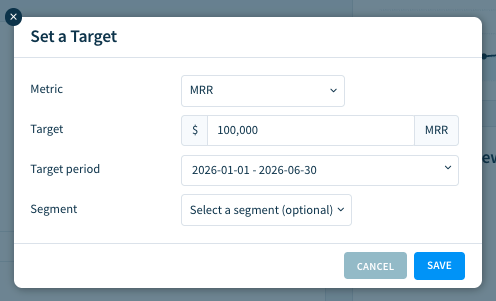 Screenshot of the Set a Target dialog with options as described here