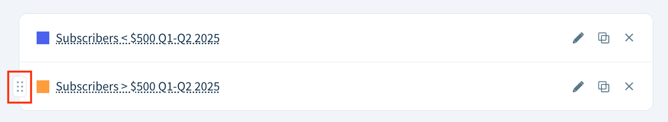 Screenshot showing the drag handle of a segment