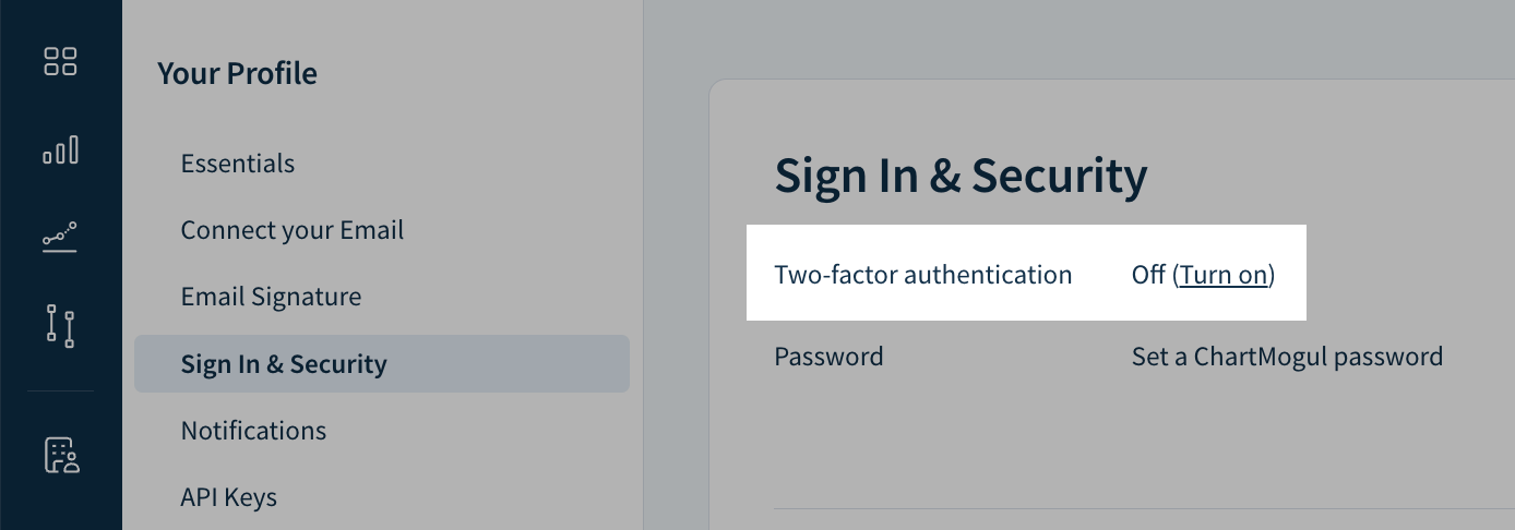 Screenshot of the Sign in & Security page with the option to enable two-factor authentication.