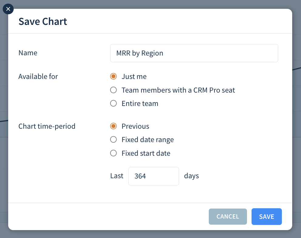 Screenshot of the Save Chart dialog with options described here.