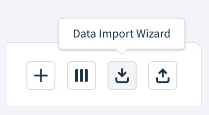 Data Import Wizard icon, a tray with an arrow pointing down