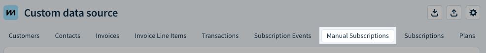 Screenshot highlighting the location of the Manual Subscriptions tab.