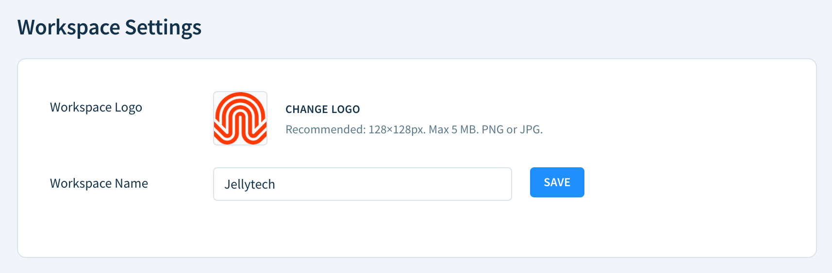 Screenshot of the Workspace Settings page with options as described here.