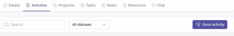 The Send activity button