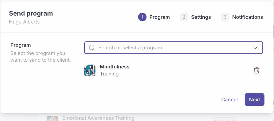 Choosing a program to send