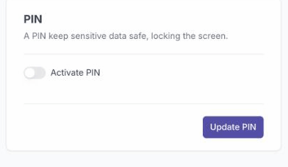The PIN section on the Security tab