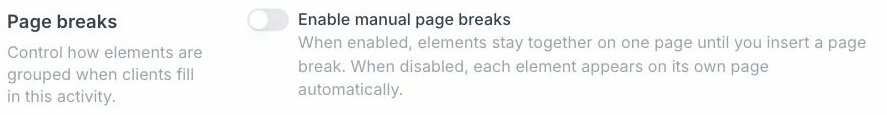 The Page breaks setting