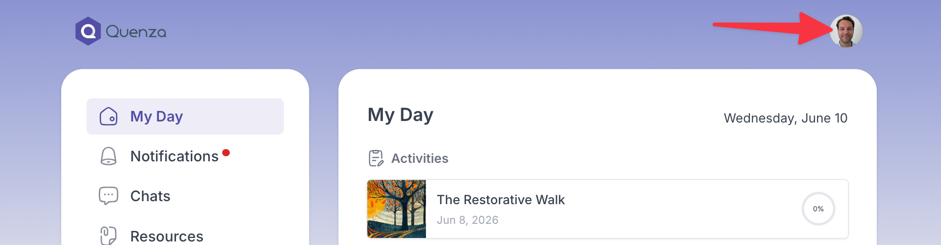 The My Profile page