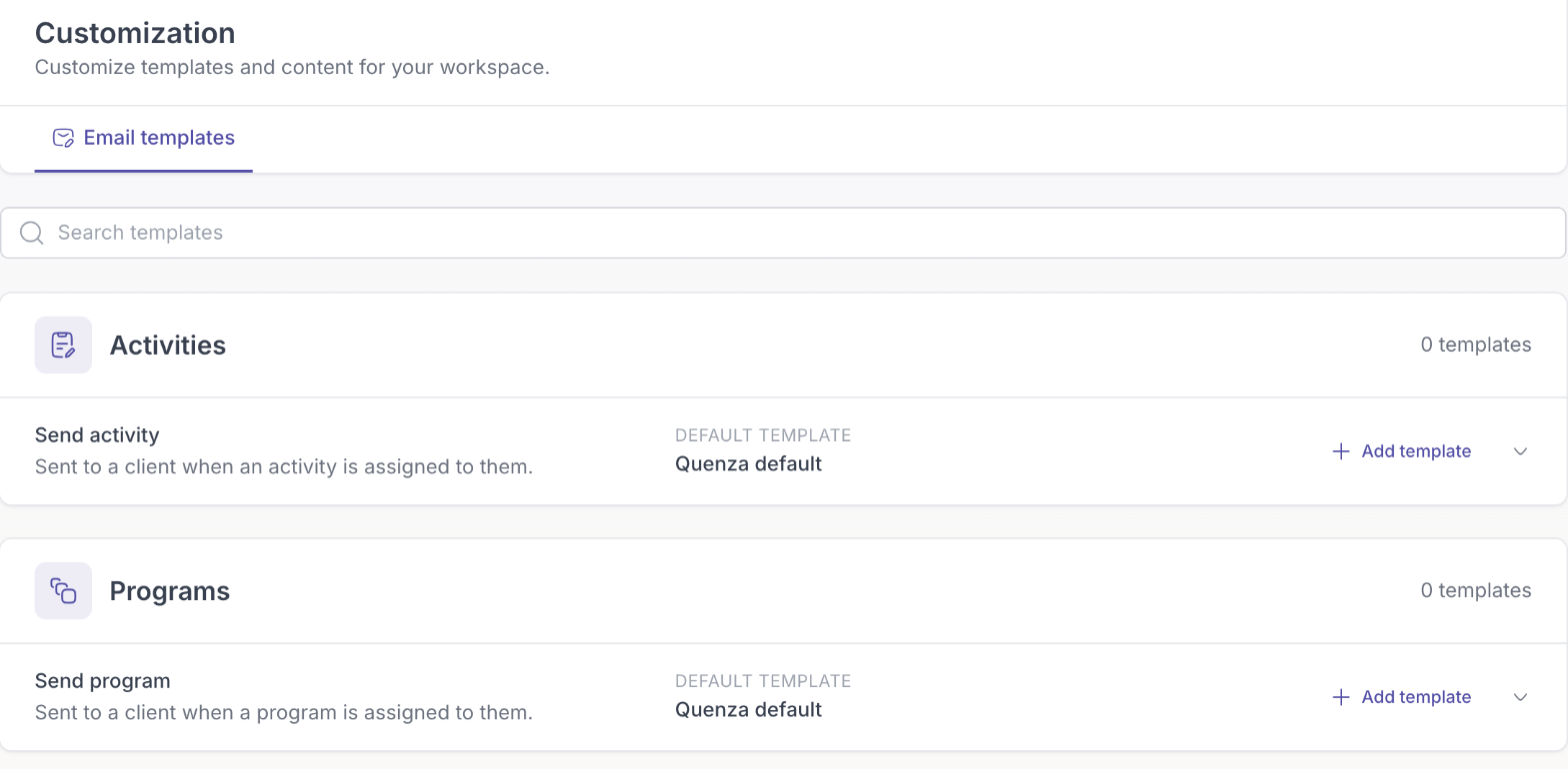Workspace email templates