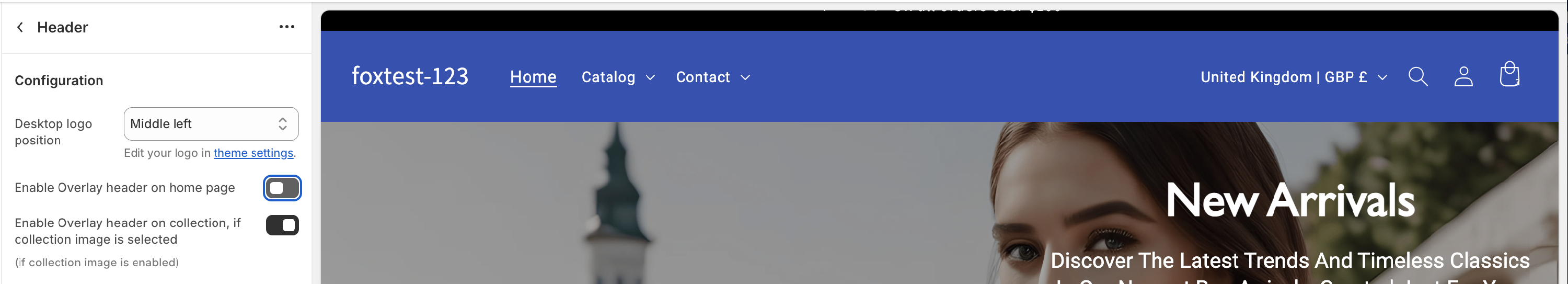 disable overlay shopify theme