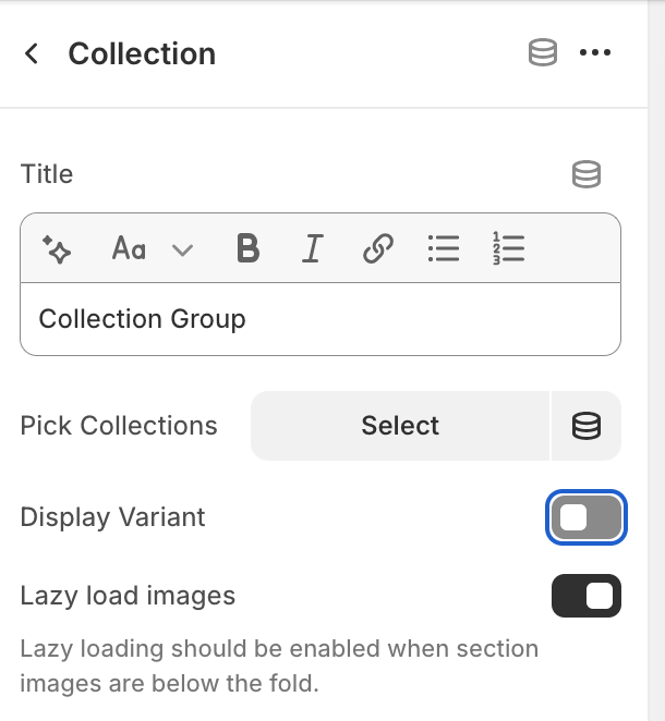 Shopify featured products collection group